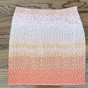 Anthropologie HD in Paris Ombré Embroidered Petals Linen Pencil Skirt